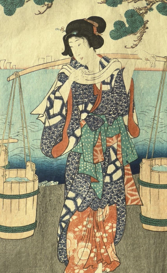 Kunisada II – La porteuse d’eau – estampe japonaise ukiyo-e XIXe siècle
