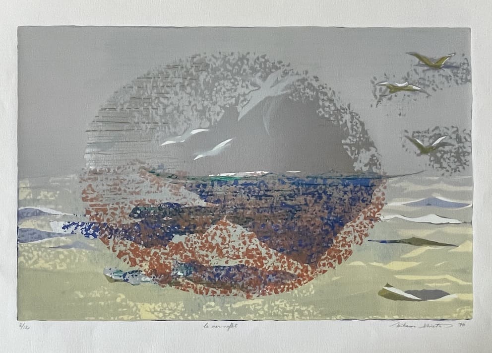 Estampe japonaise contemporaine de Shiota Miharu - La mer reflet