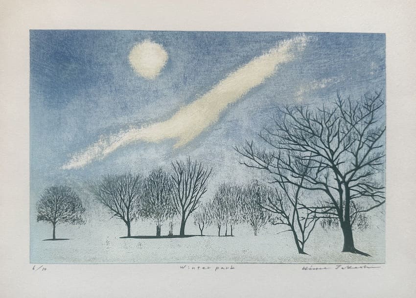 Takashi Hirose : Winter Park - Estampe japonaise contemporaine