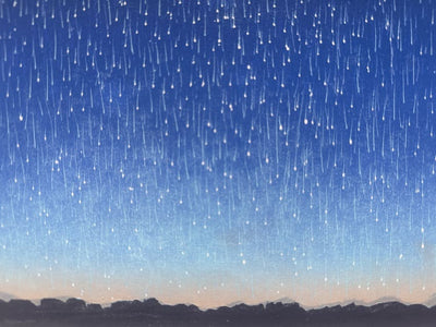 Takashi Hirose – Starry Night – estampe japonaise sosaku hanga ciel nocturne