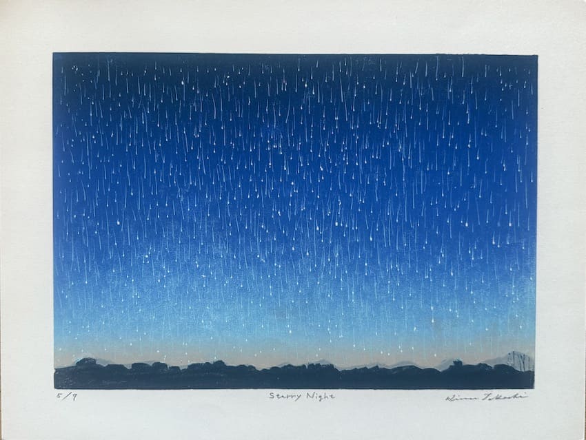 Takashi Hirose : Starry night - Estampe japonaise contemporaine