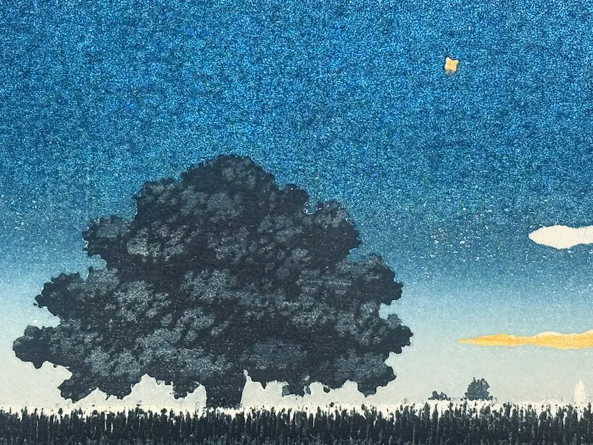 estampe japonaise contemporaine Hajime Namiki ciel nocturne et étoiles