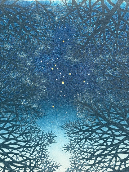 estampe japonaise originale de Hajime Namiki : Scène de nuit 3