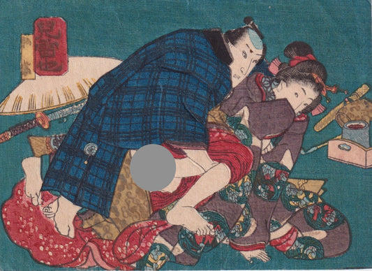 estampe japonaise shunga érotique dans l'intimité d'un couple