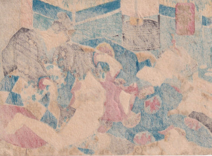 Sous les étoffes du soir - estampe japonaise shunga (érotique)